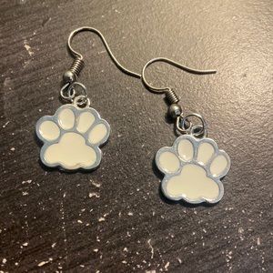 White Paw Print Earrings